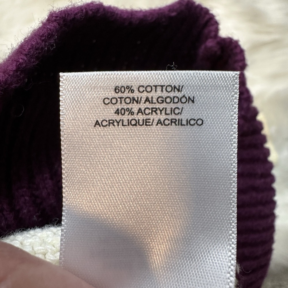 Lucky Brand Womens Sweater XXL Purple Beige Striped Crew Neck Knit - Picture 9 of 10